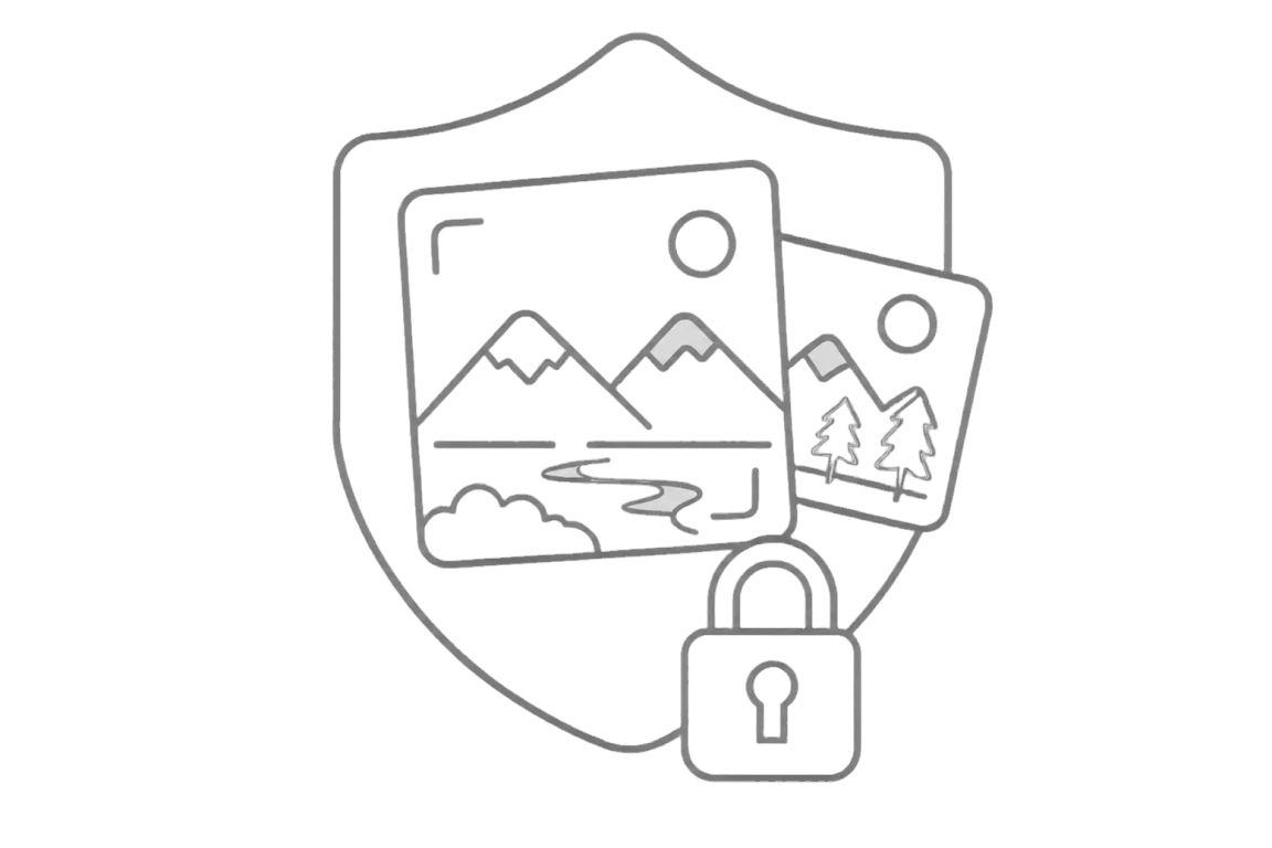 A private photo album protected by a shield and lock